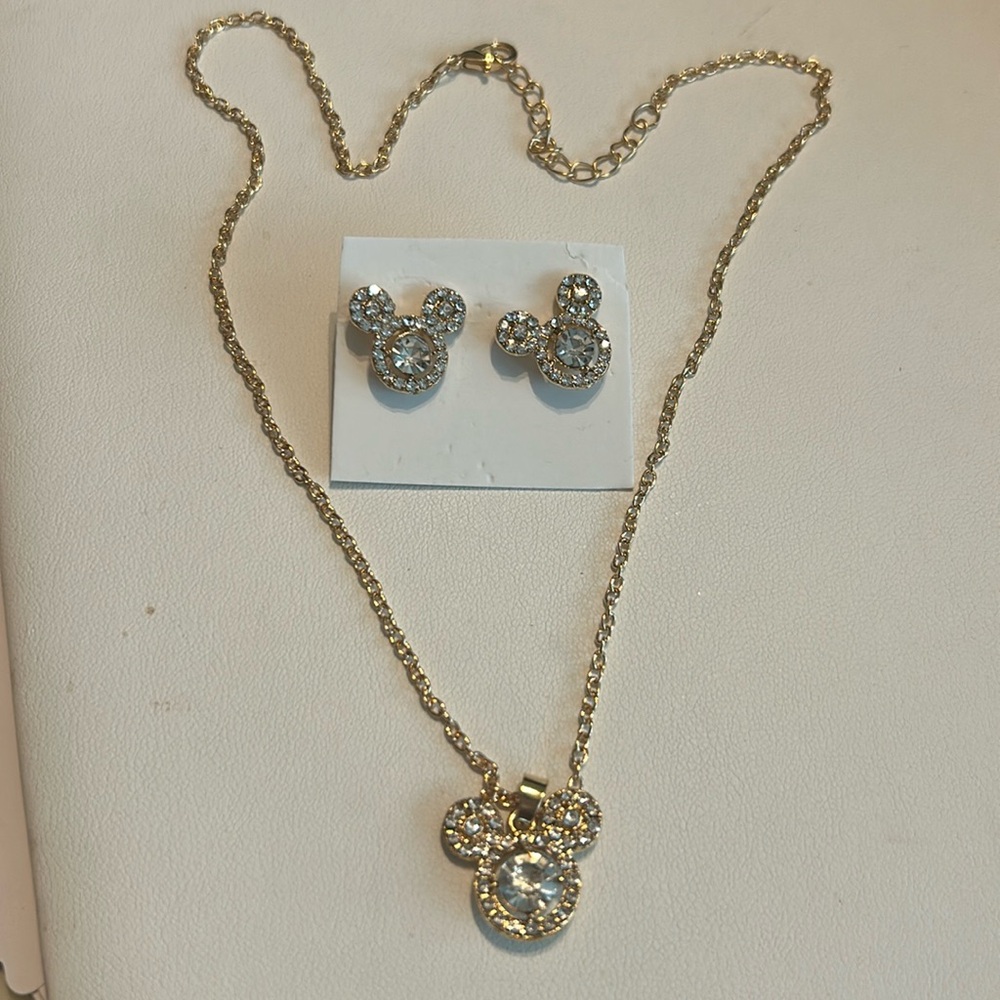 Minnie Mickey Necklace & Earrings Set 🧚‍♂️